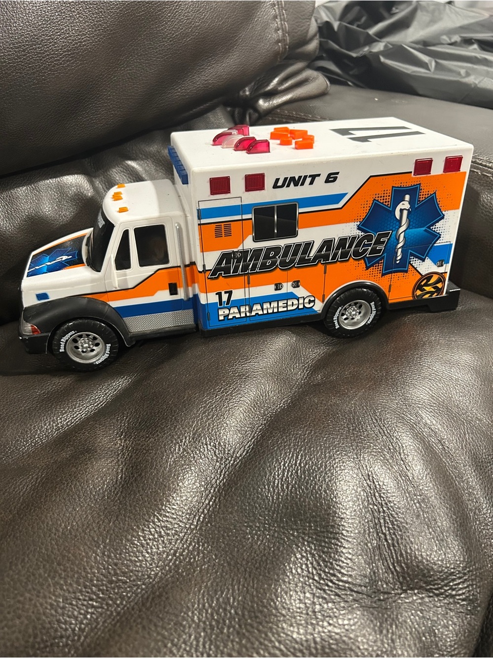 Kids Paramedic Ambulance Toy - White, Orange & Blue Emergency Vehicle